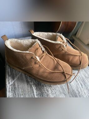 BearPaw Tan Suede Fleece-Lined Chukka Boots